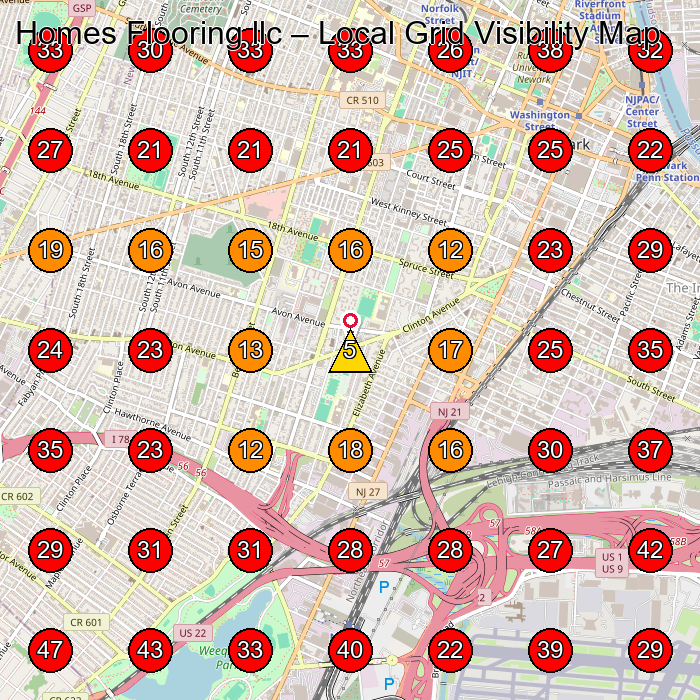 Homes Flooring llc GeoGrid visibility map for Servia§O De Instalaa§Agbpo De Piso De Madeira in Livingston